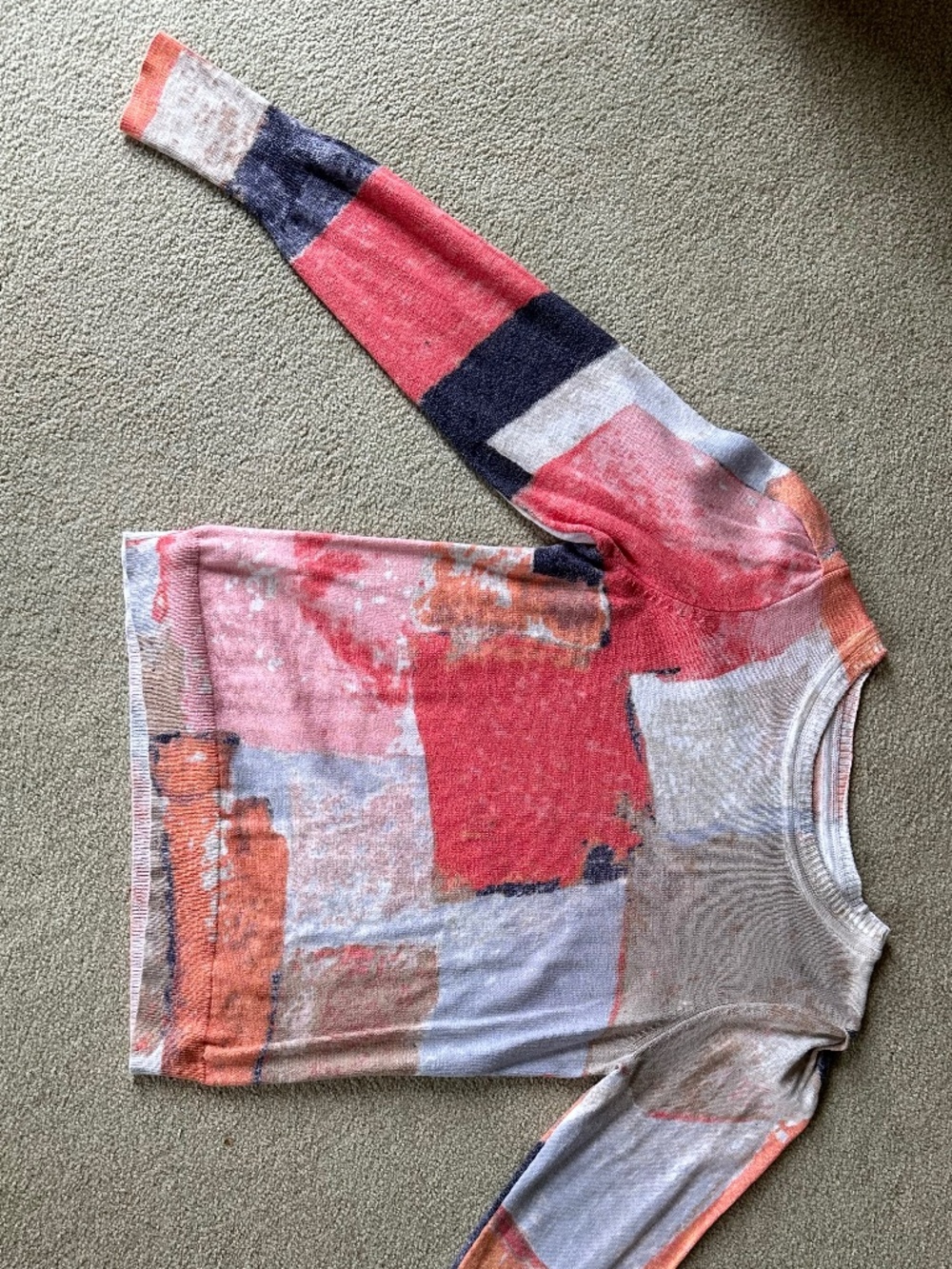 NIC & ZOE Printed Geo Sweater, XS, Puff Sleeve detail - Picture 3 of 15